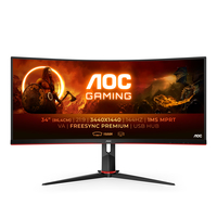 [8031726000] AOC G2 CU34G2X/BK - 86.4 cm (34") - 3440 x 1440 pixels - Quad HD - LED - 1 ms - Black - Red