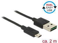 [4840091000] Delock 83850 - 2 m - USB A - Micro-USB B - USB 2.0 - 480 Mbit/s - Black