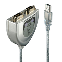 [1085921000] Lindy USB RS232 Konverter 2 Port - Silver - 0.6 m - USB Type-A - DB-9 - Male - Male