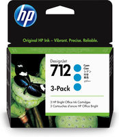 HP 712 3er-Pack Cyan DesignJet Druckerpatronen - 29 ml - Standardertrag - Tinte auf Farbstoffbasis - 29 ml - 3 Stück(e) - Kombi-Packung