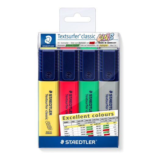 STAEDTLER 364 CWP4-X - 4 Stück(e) - Grün - Grau - Rot - Gelb - Meißel - Grün - Grau - Rot - Gelb - 1 cm³