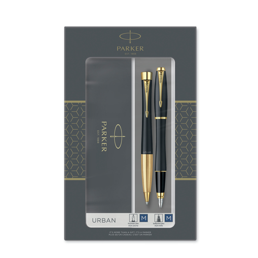 [7800332000] Parker 2093381 - Kugelschreiber + Füllfederhalter - Blau - Medium - 1 mm - Edelstahl - Schwarz - Gold