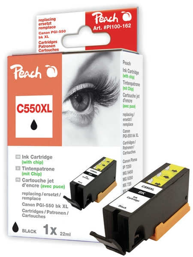 Peach PI100-162 - Pigment-based ink - Black - Canon - PGI-550 / PGI-550PGBK XL - Inkjet printing - 23 ml