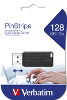 [2367425000] Verbatim PinStripe - USB-Stick 128 GB - Schwarz - 128 GB - USB Typ-A - 2.0 - 10 MB/s - Kappe - Schwarz