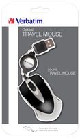 Verbatim Go Mini Optical Travel Mouse – Schwarz - Beidhändig - Optisch - USB Typ-A - 1000 DPI