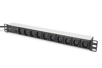 [1199500000] DIGITUS Steckdosenleiste mit Aluminiumprofil, 10-fach, 2 m Zuleitung IEC C14 Stecker