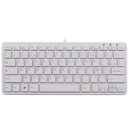 R-Go Compact Keyboard - AZERTY (FR) - white - wired - Mini - Wired - USB - AZERTY - White