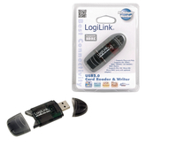LogiLink Cardreader USB 2.0 Stick external for SD/MMC - Black - 480 Mbit/s - USB 2.0