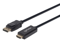 [7707953000] Manhattan DisplayPort 1.1 to HDMI Cable - 1080p@60Hz - 1.8m - Male to Male - DP With Latch - Black - Not Bi-Directional - Three Year Warranty - Polybag - 1.8 m - DisplayPort - HDMI - Male - Male - Straight