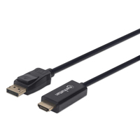 Manhattan DisplayPort 1.1 to HDMI Cable - 1080p@60Hz - 1m - Male to Male - DP With Latch - Black - Not Bi-Directional - Three Year Warranty - Polybag - 1 m - DisplayPort - HDMI - Male - Male - Straight
