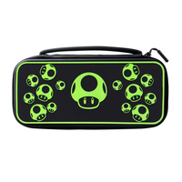 PDP Travel Case Plus: 1-Up Glow in the Dark - Hardshell case - Nintendo - Black - Green - Nintendo Switch - Nintendo Switch Lite - Nintendo Switch OLED - Scratch resistant - Zipper