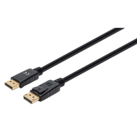 Manhattan DisplayPort 1.4 Cable - 8K@60hz - 1m - PVC Cable - Male to Male - Equivalent to DP14MM1M - With Latches - Fully Shielded - Black - Lifetime Warranty - Polybag - 1 m - DisplayPort - DisplayPort - Male - Male - 7680 x 4320 pixels