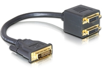 [771955000] Delock Adapter DVI25 M > 2x DVI25 F - 0.2 m - DVI-I - DVI - Male - Female - Black