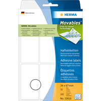 [2842429000] HERMA Vielzwecketiketten 34x67 mm weiß Movables/ablösbar Papier matt 192 St - Weiß - Abgerundetes Rechteck - Papier - Deutschland - 34 mm - 67 mm