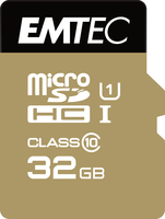 [2854191004] EMTEC microSD Class10 Gold+ 32GB - 32 GB - MicroSDHC - Class 10 - 85 MB/s - 21 MB/s - Black,Gold