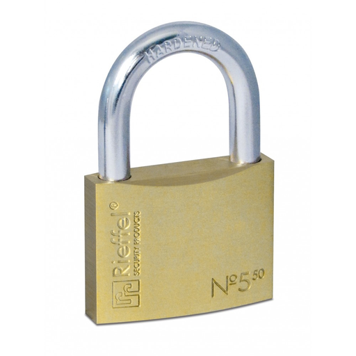 Rieffel 5/50 - Conventional padlock - Key lock - Brass,Stainless steel - Brass - Steel - U-shaped