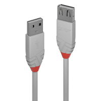 [6599948000] Lindy 1m USB 2.0 Type A Extension Cable - Anthra Line - 1 m - USB A - USB A - USB 2.0 - 480 Mbit/s - Grey