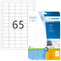 HERMA Labels Premium A4 38.1x21.2 mm white paper matt 1625 pcs. - White - Self-adhesive printer label - A4 - Paper - Laser/Inkjet - Permanent