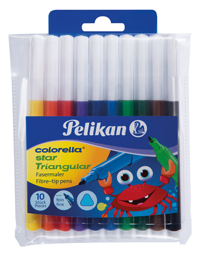 [7373922000] Pelikan 985663 - Fein - 10 Farben - Schwarz - Blau - Braun - Grün - Hellblau - Hellgrün - Orange - Rot - Violett - Gelb - 1 mm - Mehrfarben - Dreieck