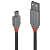 [6393463000] Lindy 2m USB 2.0 Type A to Mini-B Cable - Anthra Line - 2 m - USB A - Mini-USB B - USB 2.0 - 480 Mbit/s - Black - Grey