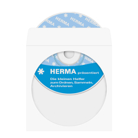 HERMA CD/DVD pockets made of paper - white - with adhesive dot 100 pcs - Sleeve case - 1 discs - Paper - 124 mm - 124 mm - 100 pc(s)