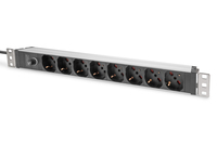 [15055553000] DIGITUS Socket strip with aluminum profile and back-up fuse, 8-way Italian output, 2 m cable IEC C14 plug