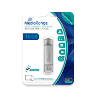 MEDIARANGE MR935 - 16 GB - USB Type-A / USB Type-C - 3.2 Gen 1 (3.1 Gen 1) - 70 MB/s - Cap - Silver