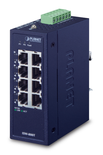 Planet ISW-800T - Unmanaged - L2 - Fast Ethernet (10/100) - Vollduplex - Wandmontage
