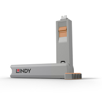 [6885469000] Lindy USB Type C Port Blocker - orange - Port blocker key - USB Type-C - Grey - Orange - 4 pc(s) - 10 g