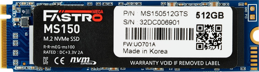 [13710589000] MEGA Fastro SSD 512GB MS150 Series PCI-Express NVMe intern retail