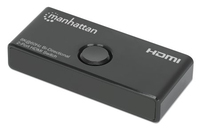 Manhattan HDMI Switch 2-Port - 8K@60Hz - Bi-Directional - Black - Displays output from x1 HDMI source to x2 HD displays (same output to both displays) or Connects x2 HDMI sources to x1 display - Manual Selection - No external power required - 3 Year Warranty - HDMI