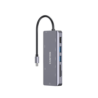 Canyon DS-11 - USB 3.2 Gen 1 (3.1 Gen 1) Type-C - 100 W - 10,100,1000 Mbit/s - Grey - MicroSD (TransFlash) - SD - 4K Ultra HD
