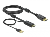 Delock 85964 - 2 m - HDMI Type A (Standard) - DisplayPort + USB Type-A - Male - Male - Straight