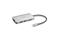 [11765831000] Kensington UH1400P Mobile USB-C® 8-in-1 Dockingstation - USB 3.2 Gen 1 (3.1 Gen 1) Type-C - 85 W - 10,100,1000 Mbit/s - Schwarz - Silber - MicroSD (TransFlash) - SD - China