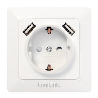 LogiLink PA0162 - 2 x USB + CEE 7/3 - White - CE - 250 V - 0.21 A - 50 Hz