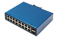 [15474975000] DIGITUS 16 Port Gigabit Ethernet Network Switch, Industrial, Unmanaged, 2 SFP Uplink