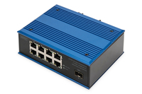 [15474790000] DIGITUS 8 Port Gigabit Ethernet Network PoE Switch, Industrial, Unmanaged, 1 SFP Uplink