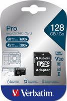 [10204366000] Verbatim Pro - 128 GB - MicroSDXC - Klasse 10 - UHS-I - 90 MB/s - 45 MB/s