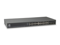 [5162288000] LevelOne TURING 28-Port L3 Lite Managed Gigabit PoE Switch - 24 PoE Outputs - 4 x 10GbE SFP+ - PoE 185W - Managed - L3 - Gigabit Ethernet (10/100/1000) - Power over Ethernet (PoE) - Rack mounting