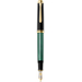 Pelikan M600 - Black - Gold - Green - Built-in filling system - Gold - Italic nib - Gold/Rhodium - Bold