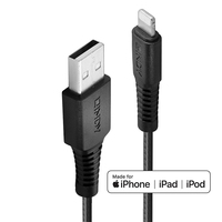 [7823551000] Lindy 3m Reinforced USB Type A to Lightning Cable - 3 m - Lightning - USB A - Male - Male - Black