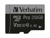 Verbatim Micro SD Card 256 GB SDXC Pro UHS-III Class 10 inkl. Adapter 1 - Extended Capacity SD (MicroSDHC)