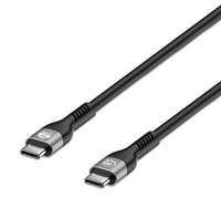 Manhattan USB-C to USB-C Cable (240W) - 2m - Male to Male - Black - 480 Mbps (USB 2.0) - Extended Power Range (EPR) charging up to 240W (Note additional USB-C 240W wall charger needed) - Lifetime Warranty - Polybag - 2 m - USB C - USB C - USB 2.0 - 480 Mbit/s - Bla