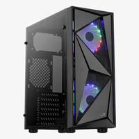 [8419517000] AEROCOOL ADVANCED TECHNOLOGIES Aerocool Glider Tempered Glass - PC - Black - ATX - micro ATX - Mini-ITX - Acrylonitrile butadiene styrene (ABS) - SPCC - Steel - Gaming - 15.7 cm