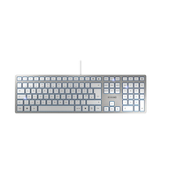 Cherry KC 6000 SLIM Corded Keyboard - Silver/White - USB (QWERTY - UK) - Full-size (100%) - Wired - USB - QWERTY - Silver