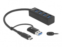 [12450311000] Delock 63828 - USB 3.2 Gen 1 (3.1 Gen 1) Type-A + Type-C - USB 3.2 Gen 1 (3.1 Gen 1) Type-A - 5000 Mbit/s - Black - 0.2 m - 23 mm