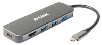 [14796147000] D-Link DUB-2333 - Kabelgebunden - USB Typ-C - 60 W - Grau - 5 Gbit/s - 4K Ultra HD