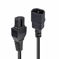 [6313853000] Lindy 2m IEC C14 to IEC C15 Extension Cable - 2 m - C14 coupler - C15 coupler - H05VV-F3G