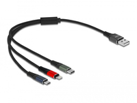 Delock 87236 - 0,3 m - USB A - Micro-USB B/Lightning/Apple 30-pin - USB 2.0 - Schwarz - Blau - Grün - Rot