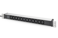 [14817345000] DIGITUS Steckdosenleiste mit Aluminiumprofil, 12-fach, 2 m Zuleitung Schutzkontaktstecker